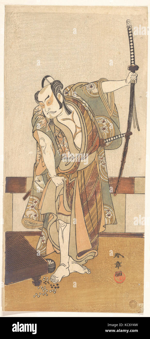 Die dritte otani Hiroji als Samurai von hohem Rang stehen in einem Zimmer, Katsukawa Shunshō, Ca. 1774 Stockfoto