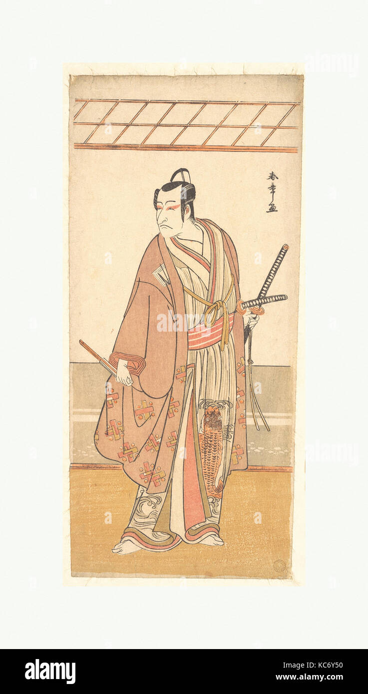 Der Schauspieler Ichikawa Danjuro V als Samurai in einer Lila Haori (Mantel), Katsukawa Shunshō aufhaben, Ca. 1778 Stockfoto