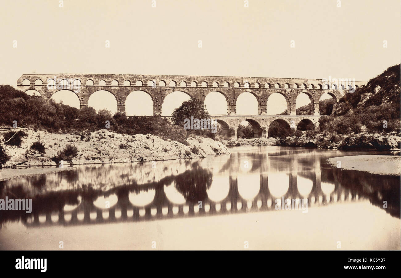 Pont du Gard, Ca. 1861, Eiweiß silber Drucken aus Glas negative, Bild: 27,1 x 43,2 cm (10 11/16 x 17 in.), Fotografien Stockfoto