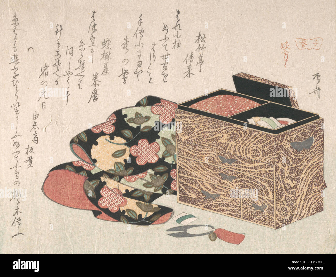 Lady's Work-Box und Bett Kleidung, Ryūryūkyo Shinsai, wahrscheinlich 1816 Stockfoto