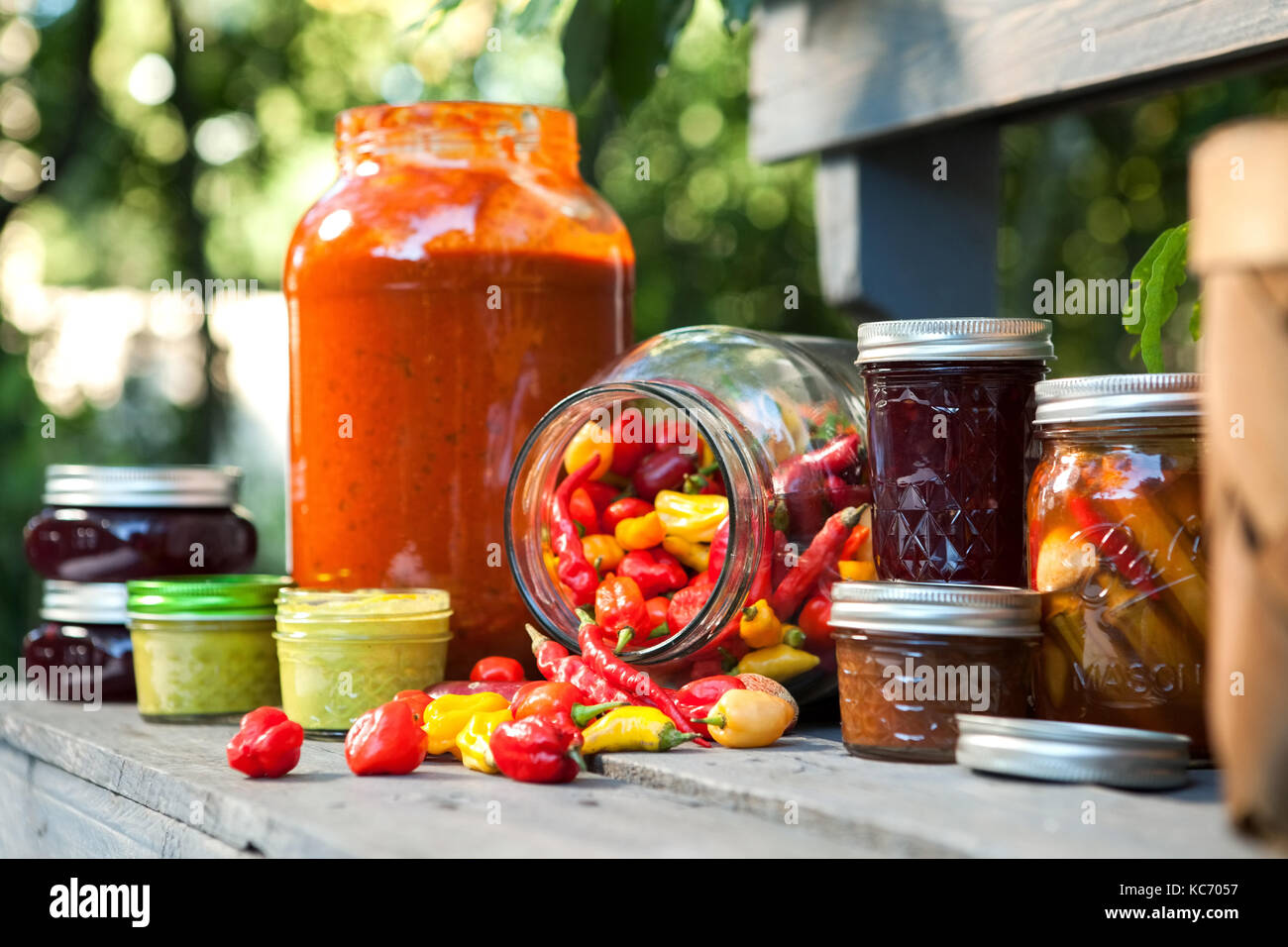 Konserven und Peperoni in Jar Stockfoto