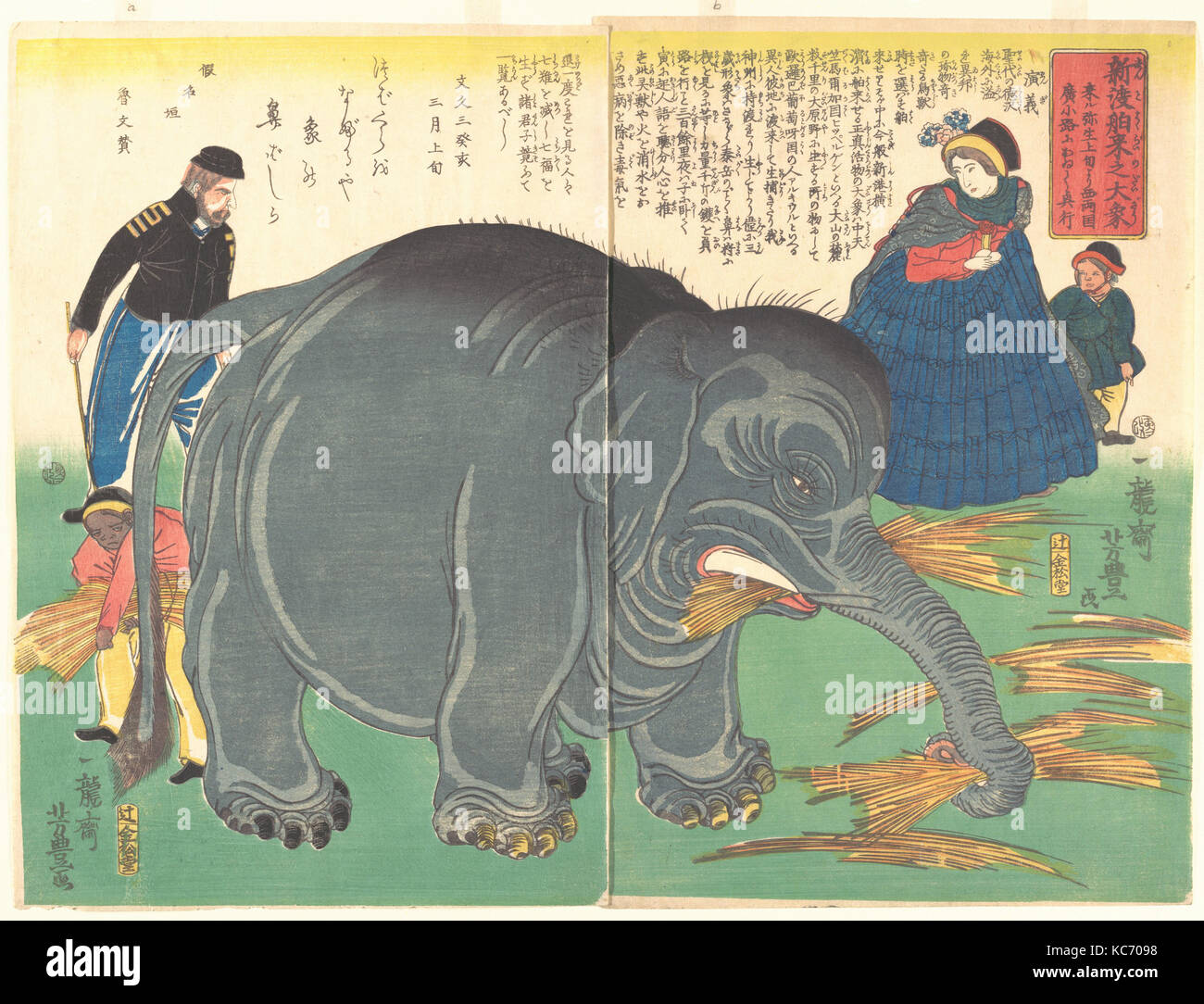 Kürzlich importierte Großer Elefant, Ichiryūsai Yoshitoyo, 1863 (3. Monat Stockfoto