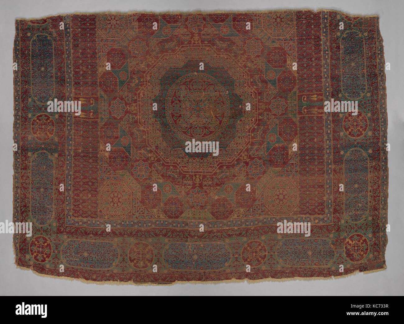 Mamluk Teppich, Anfang des 16. Jahrhunderts, wahrscheinlich, vermutlich in Ägypten Kairo, Wolle, (Kette, Schuss und Stapel) zugeschrieben; asymmetrisch Stockfoto