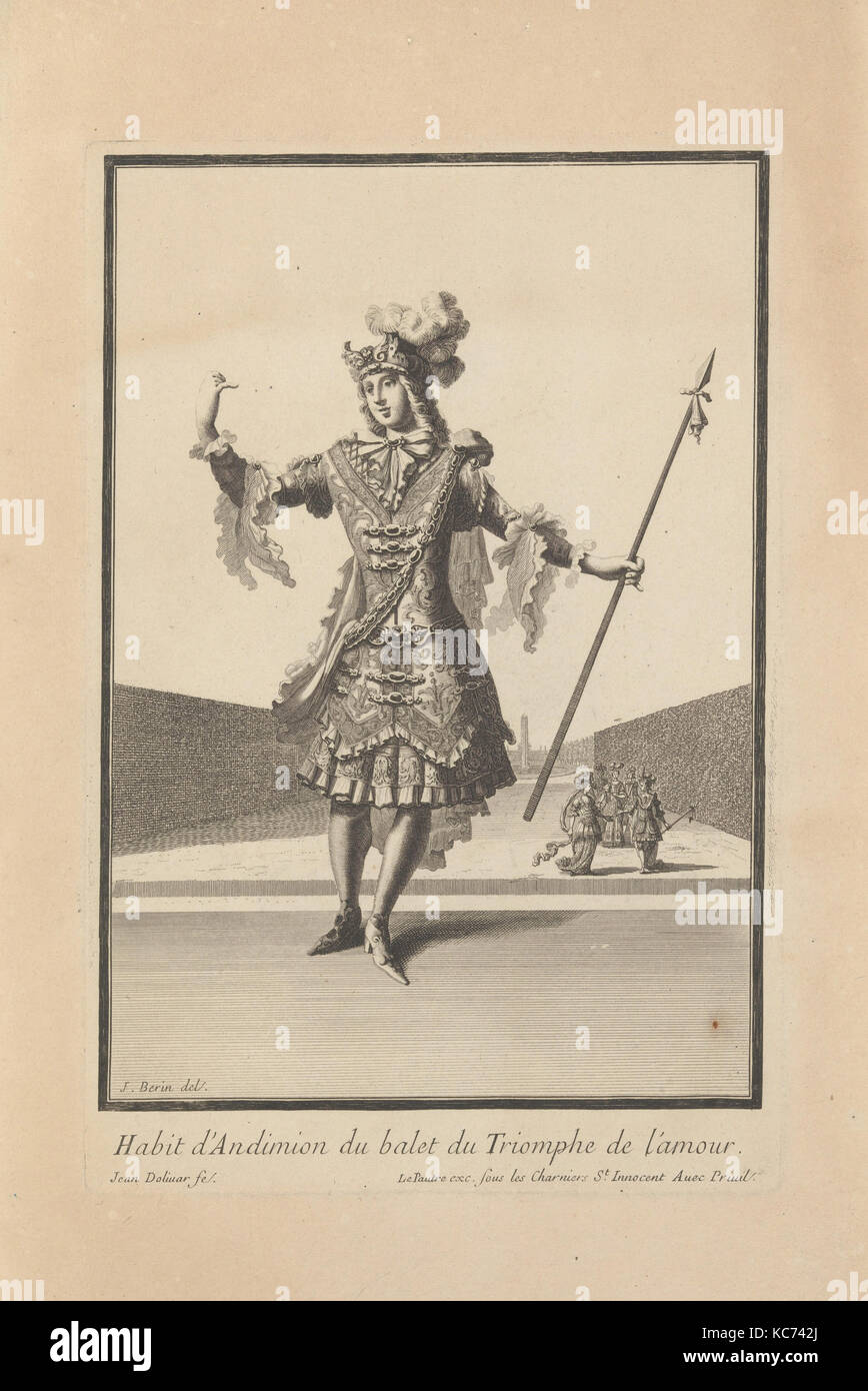 Kostüm von Endymion aus dem Ballett "Triumph der Liebe" (Gewohnheit d'Andimion du Balet du'Triomphe de l'amour), Nach Jean Berain Stockfoto