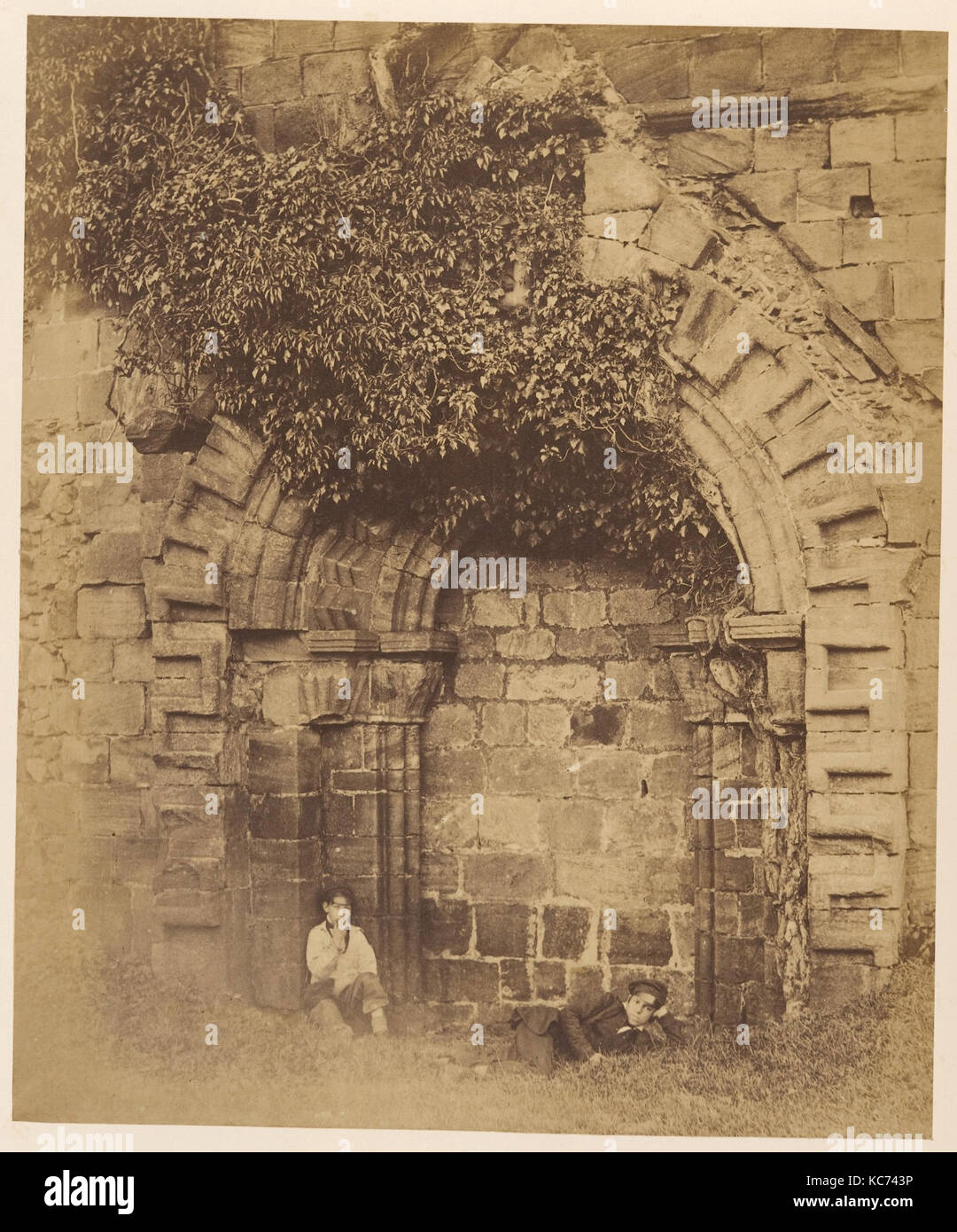 Kirkstall Abbey. Tür auf der Nordseite, Joseph Cundall, 1850 s Stockfoto