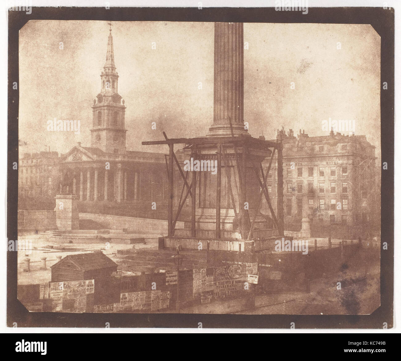 Nelson's Column im Bau, der Trafalgar Square, William Henry Fox Talbot, erste Woche im April 1844 Stockfoto