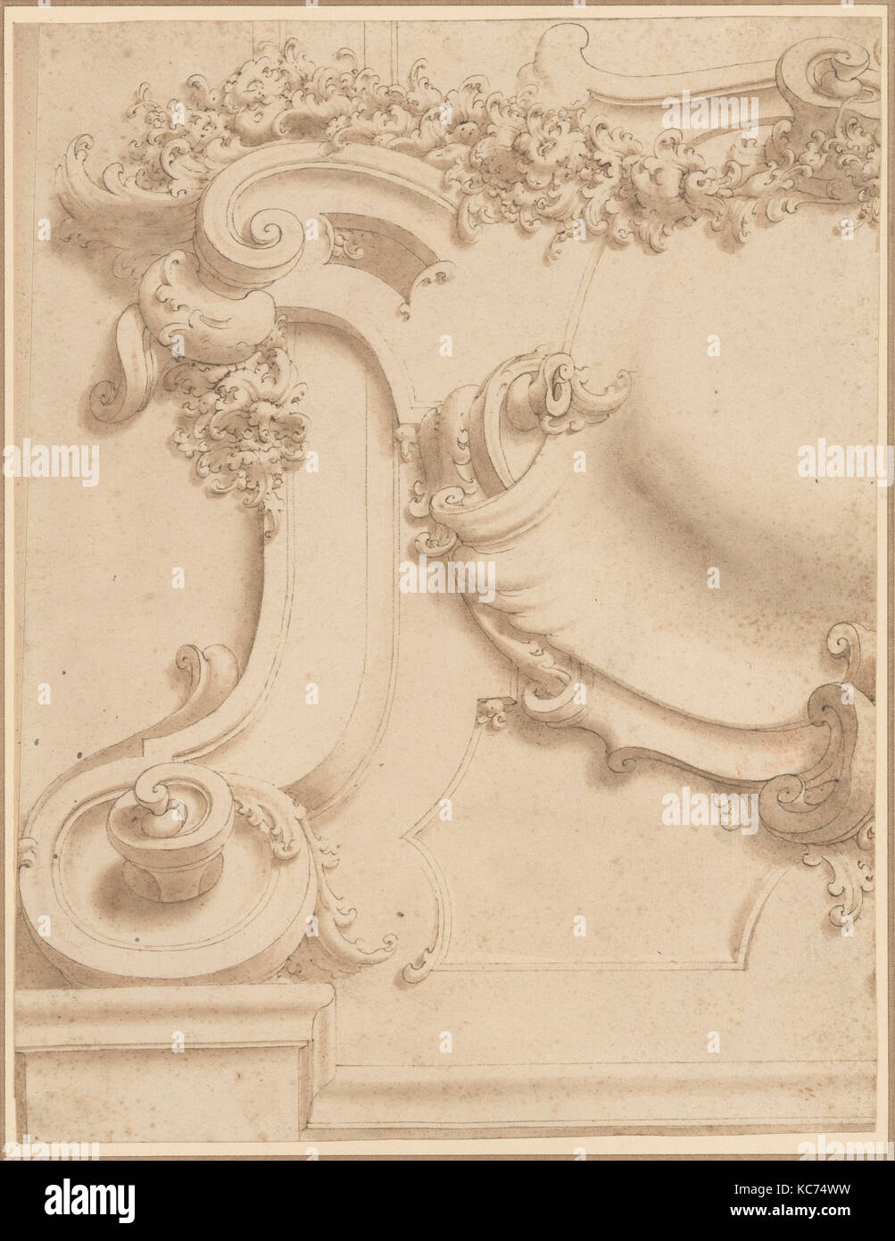 Design für Verputz Kartusche, Anonym, italienisch, 18. Jahrhundert, Ca. 1700 Stockfoto