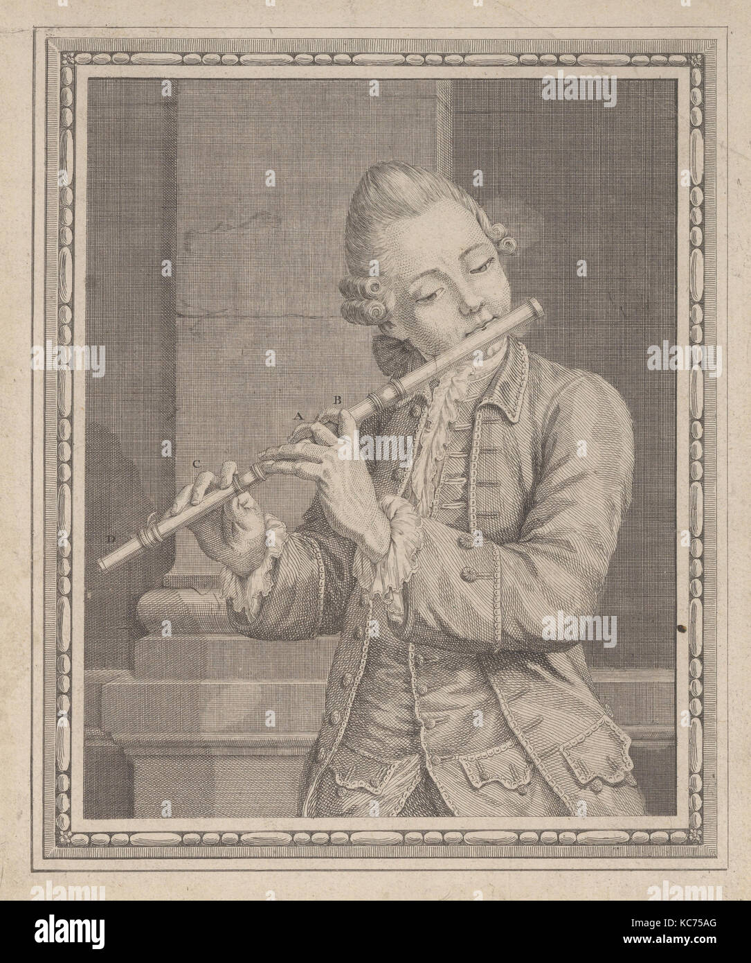 Spieler einer Querflöte, Anonym, Französisch, 18. Jahrhundert Stockfoto