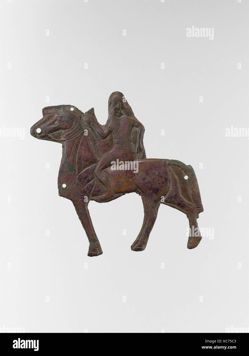 Plakette mit Pferd und Reiter, Ca. 883 - 859 v. Chr. Stockfoto