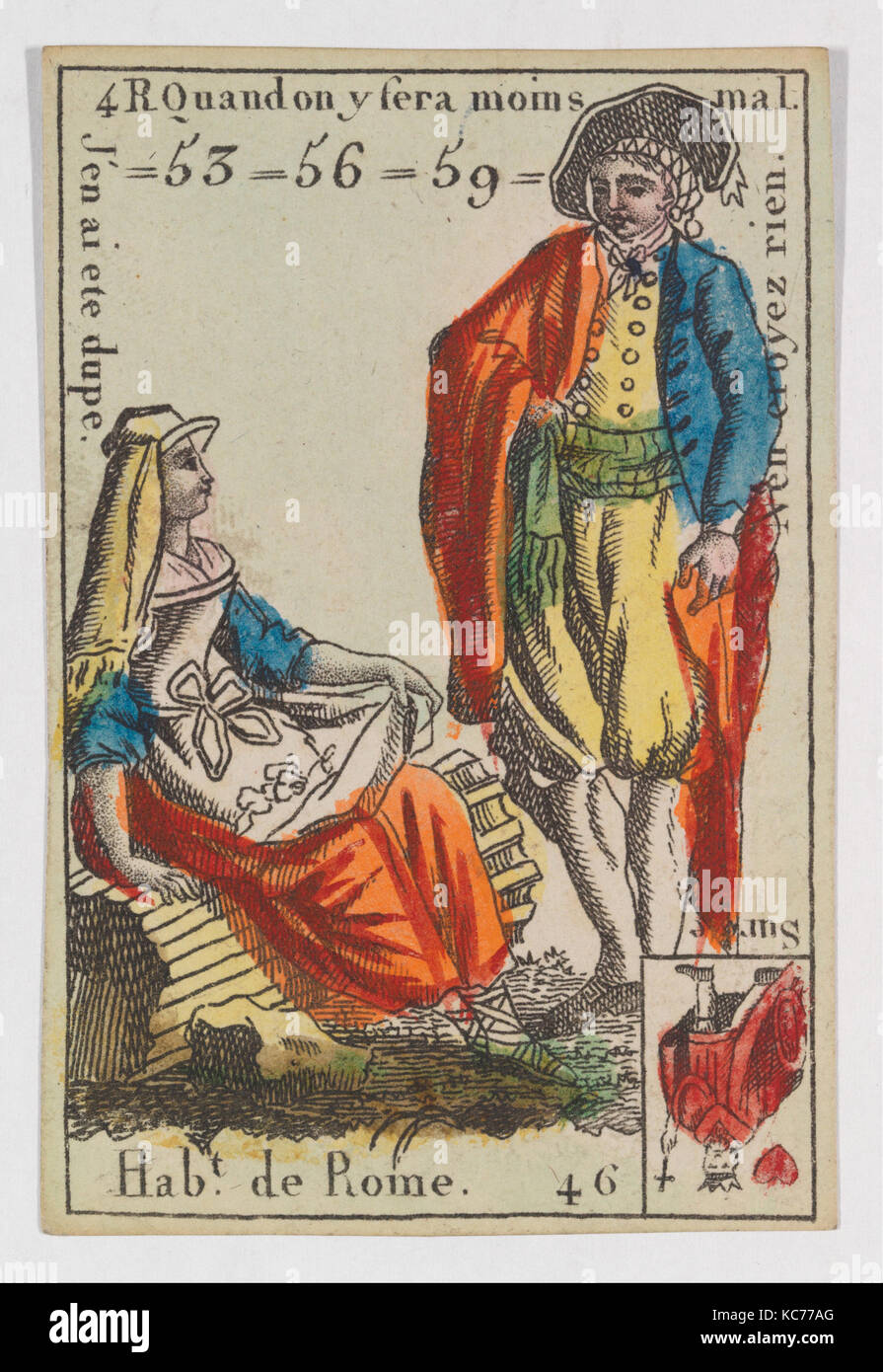Hab. t de Rome von Karten (für Quartette) "Kostüme des Peuples Ausländerbehörde", Anonym, Französisch, 18. Jahrhundert, 1700 - 1799 Stockfoto