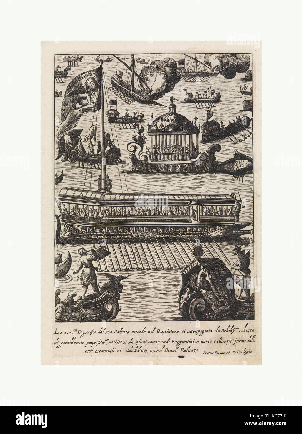 La Serenissima Dogaressa dal suo Palazzo... Bucintoro von Habiti d'huomeni et donne Venetiane, Ca. 1610 Stockfoto