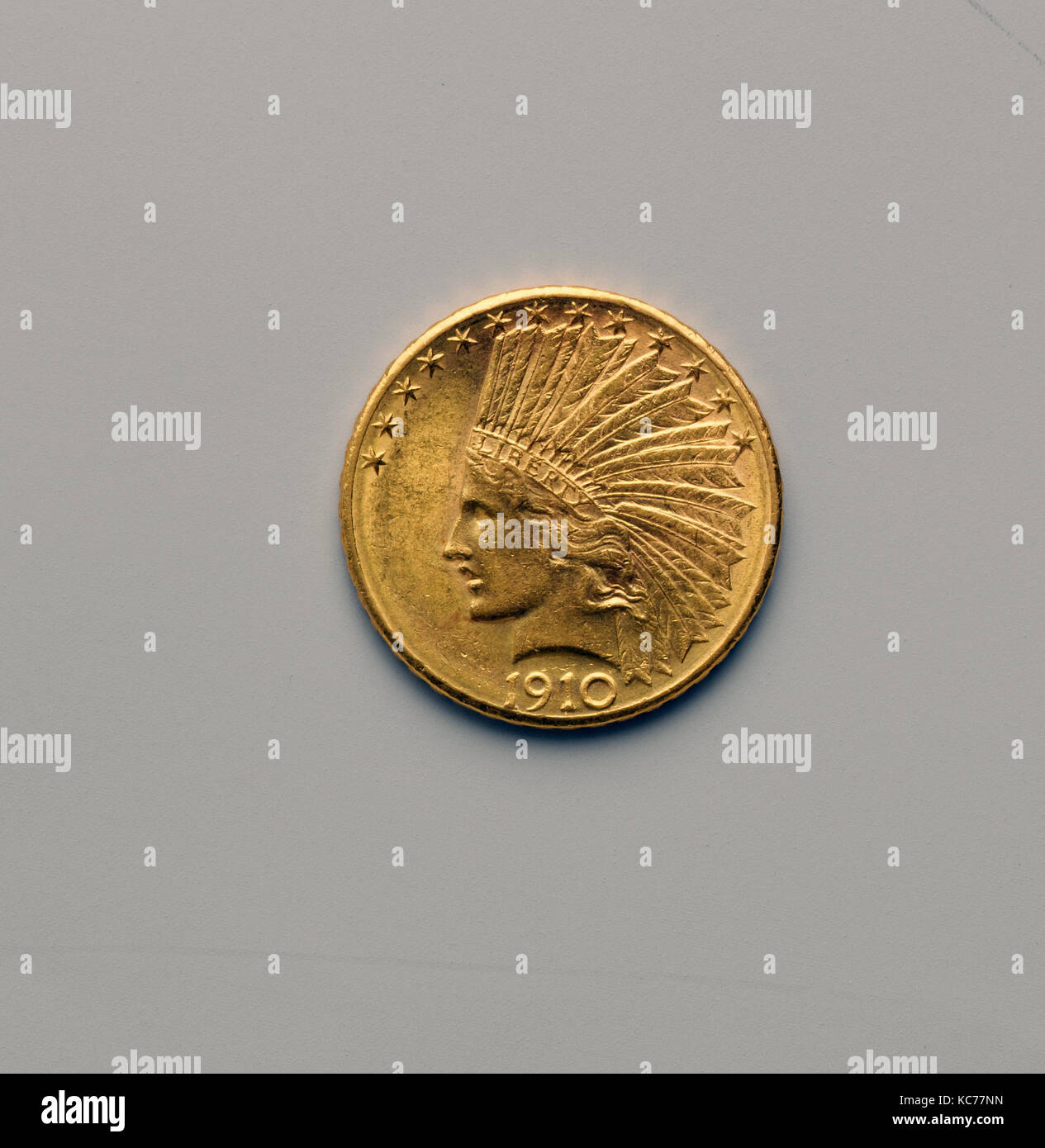 United States 10-Dollar Gold Stück, Augustus Saint-Gaudens, 1906-7, Gold Münze, 1910 Stockfoto