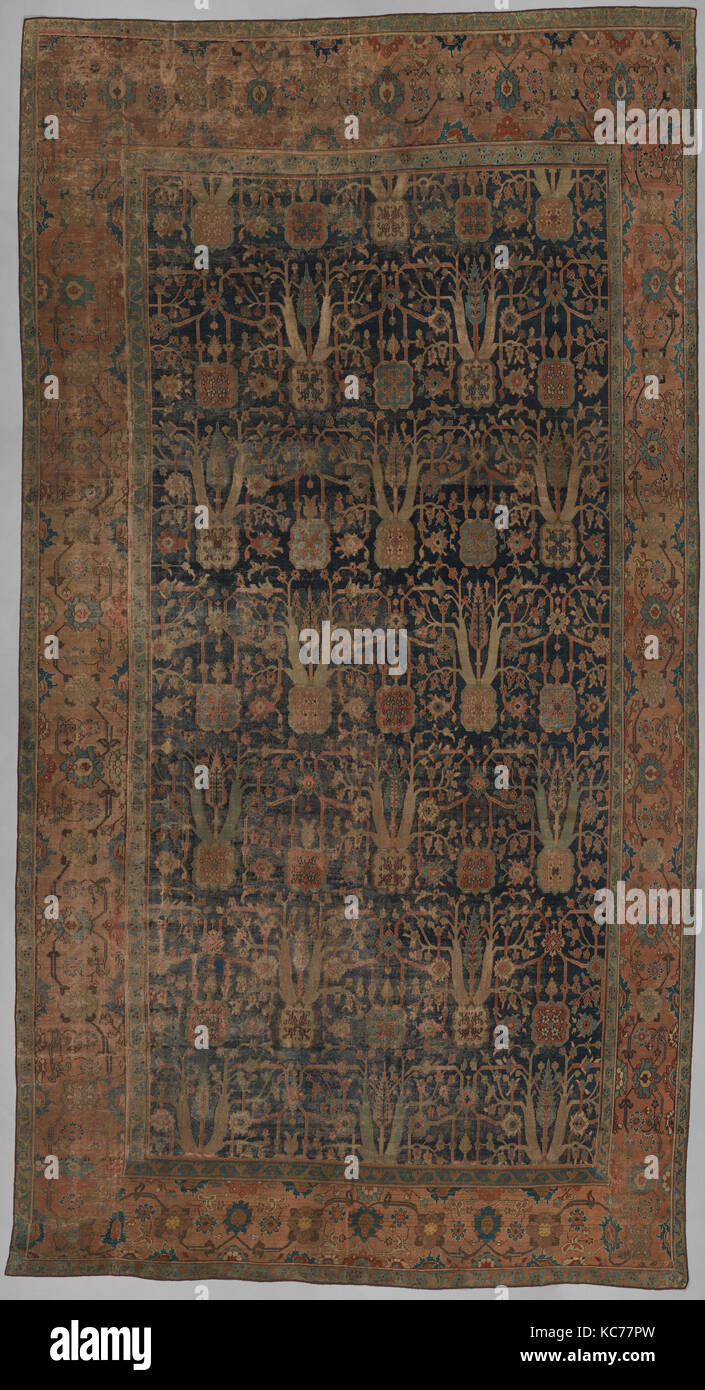 Teppich mit sich wiederholenden Tree Design, vermutlich Ende des 17. Anfang des 18. Jahrhunderts Stockfoto