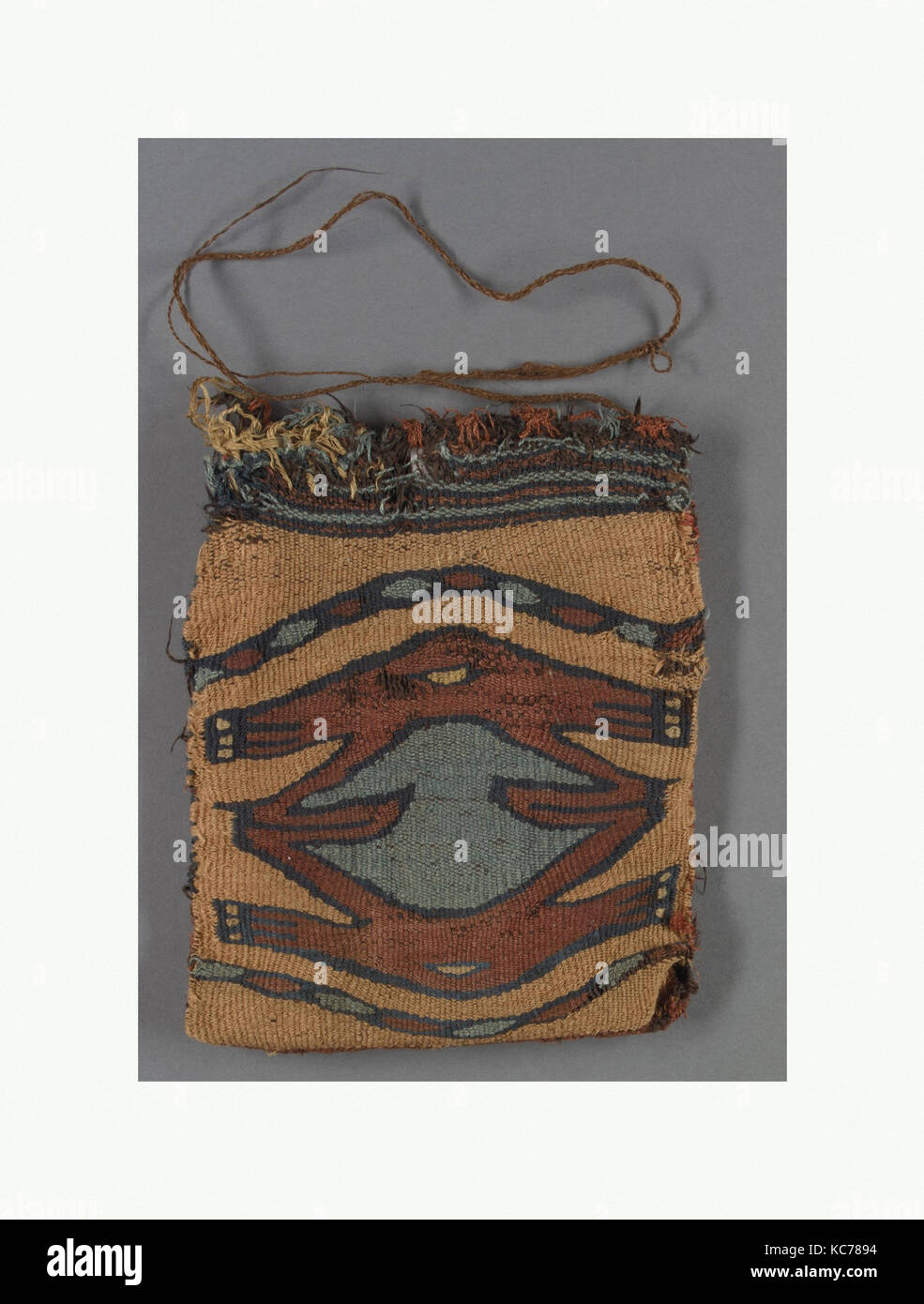 Beutel, 2.-7. Jahrhundert, Peru, Nazca (?), Camelid Haar, Höhe 5-1/2-in., Textiles-Woven Stockfoto