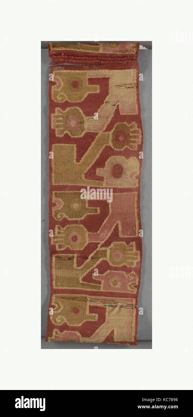 Kopfbügel, 7. - 10. Jahrhundert, Peru, Wari, Baumwolle, Camelid Haar, Höhe 3-1/8-in.-, Textiles-Woven Stockfoto