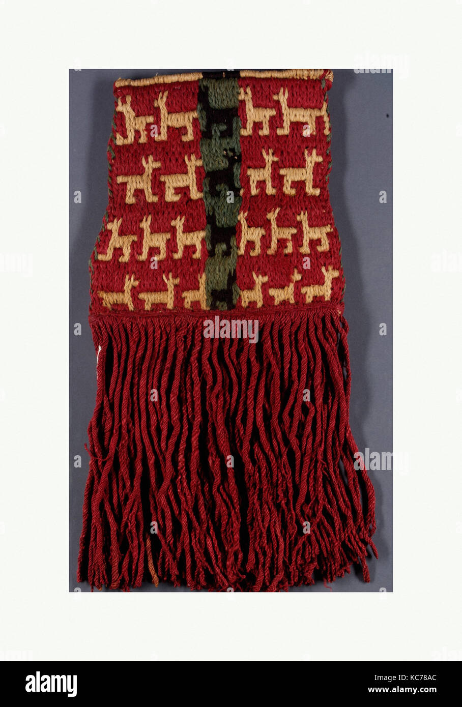 Beutel Quaste, 15. - 16. Jahrhundert, Peru, Inka, Camelid Haar, Baumwolle, Gesamt: 8 x 15 cm. (20.32x 40.01 cm), Textiles-Woven Stockfoto