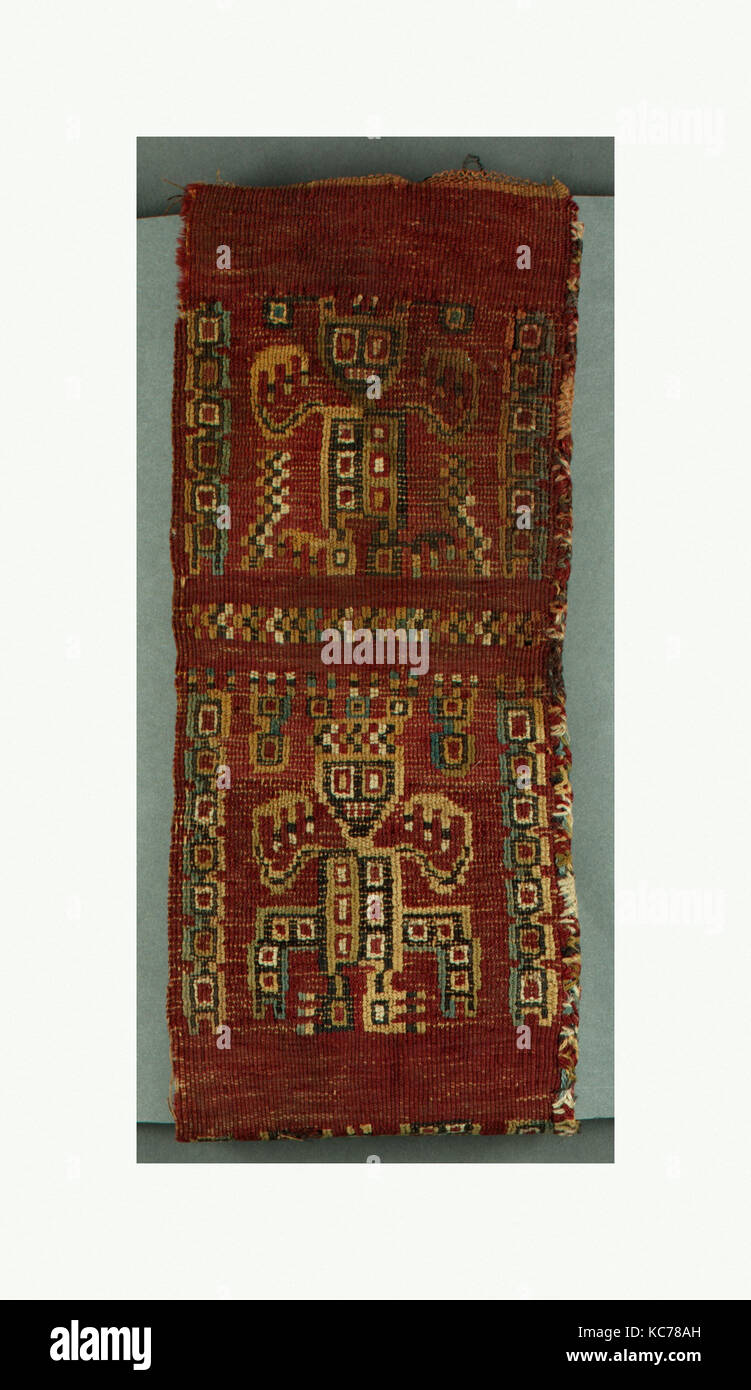 Kopfbügel, 7. - 10. Jahrhundert, Peru, Wari, Baumwolle, Camelid Haar, Höhe (a), 4 in., Textiles-Woven Stockfoto