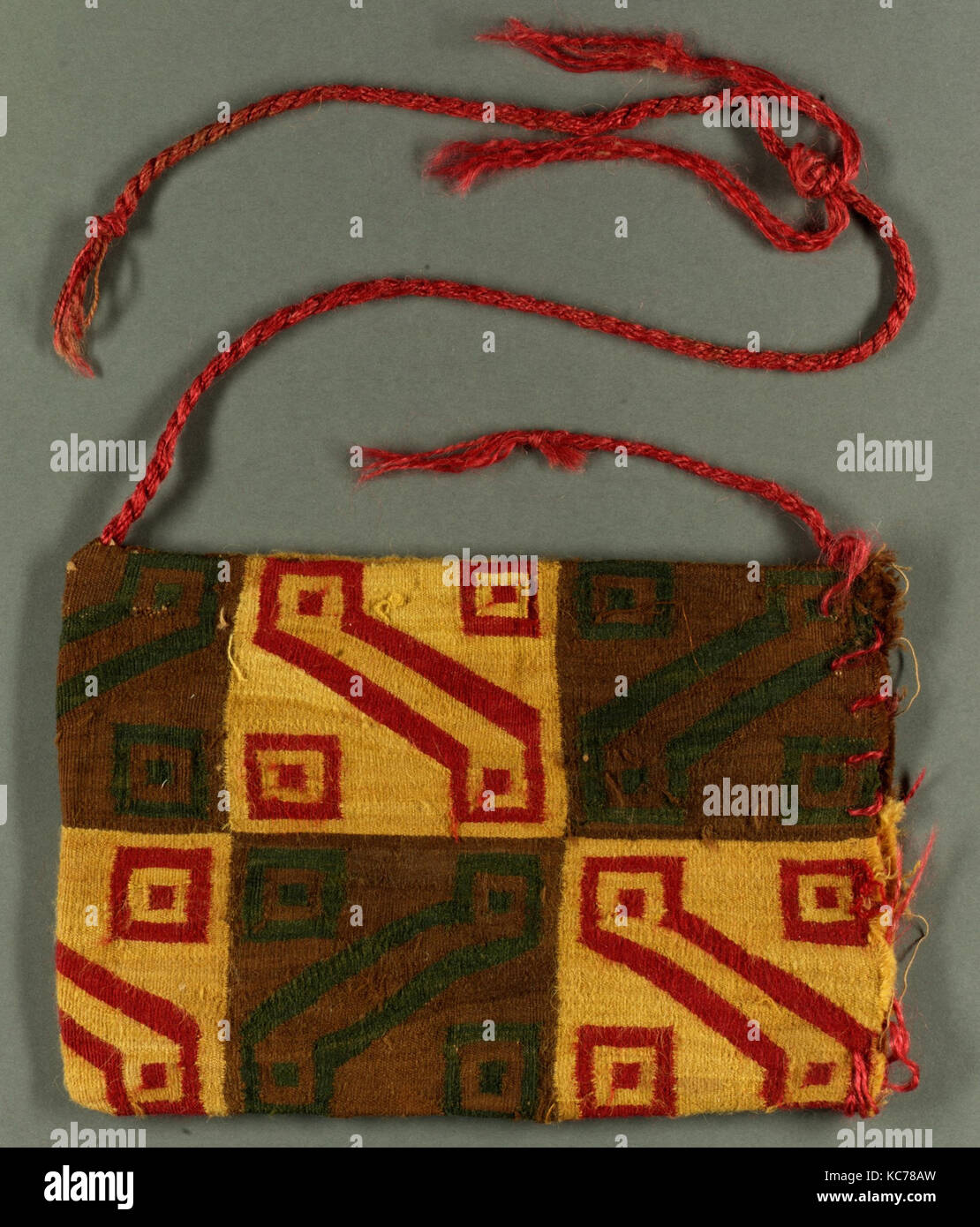 Beutel, 15. - 16. Jahrhundert, Peru, Inka, Camelid Haar, Baumwolle, W. 8-1/4-in., Textiles-Woven Stockfoto