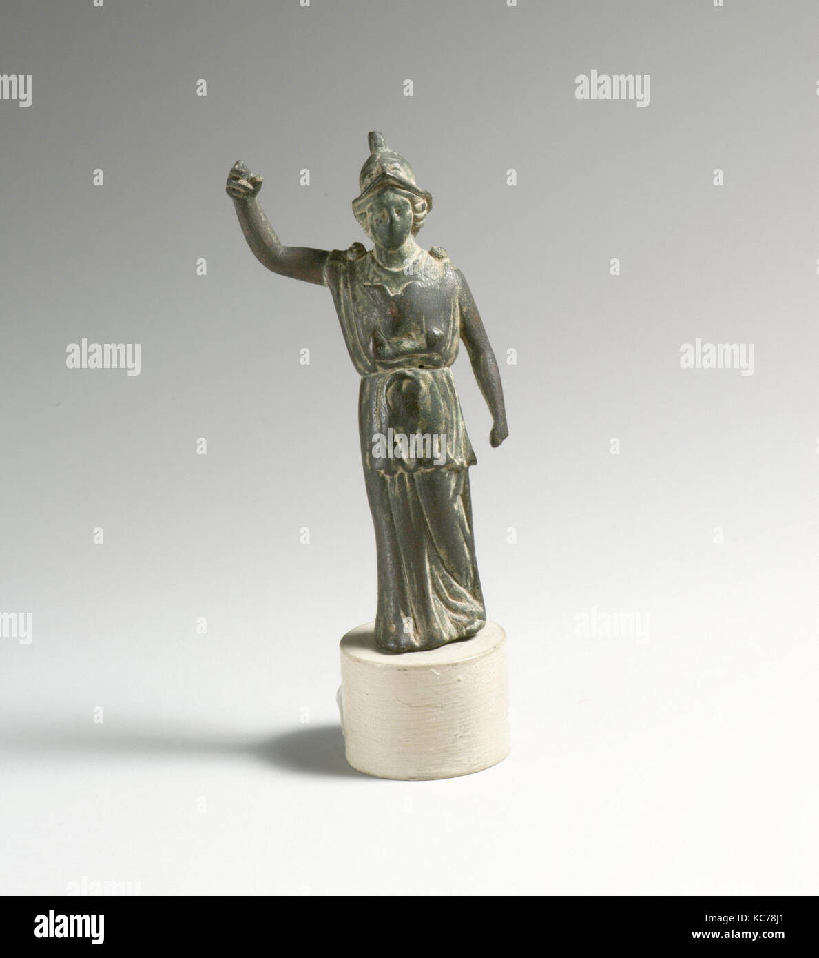 Griechische Göttin Bronze Statue Frau in Tücher gehüllt Hände am Kopf 