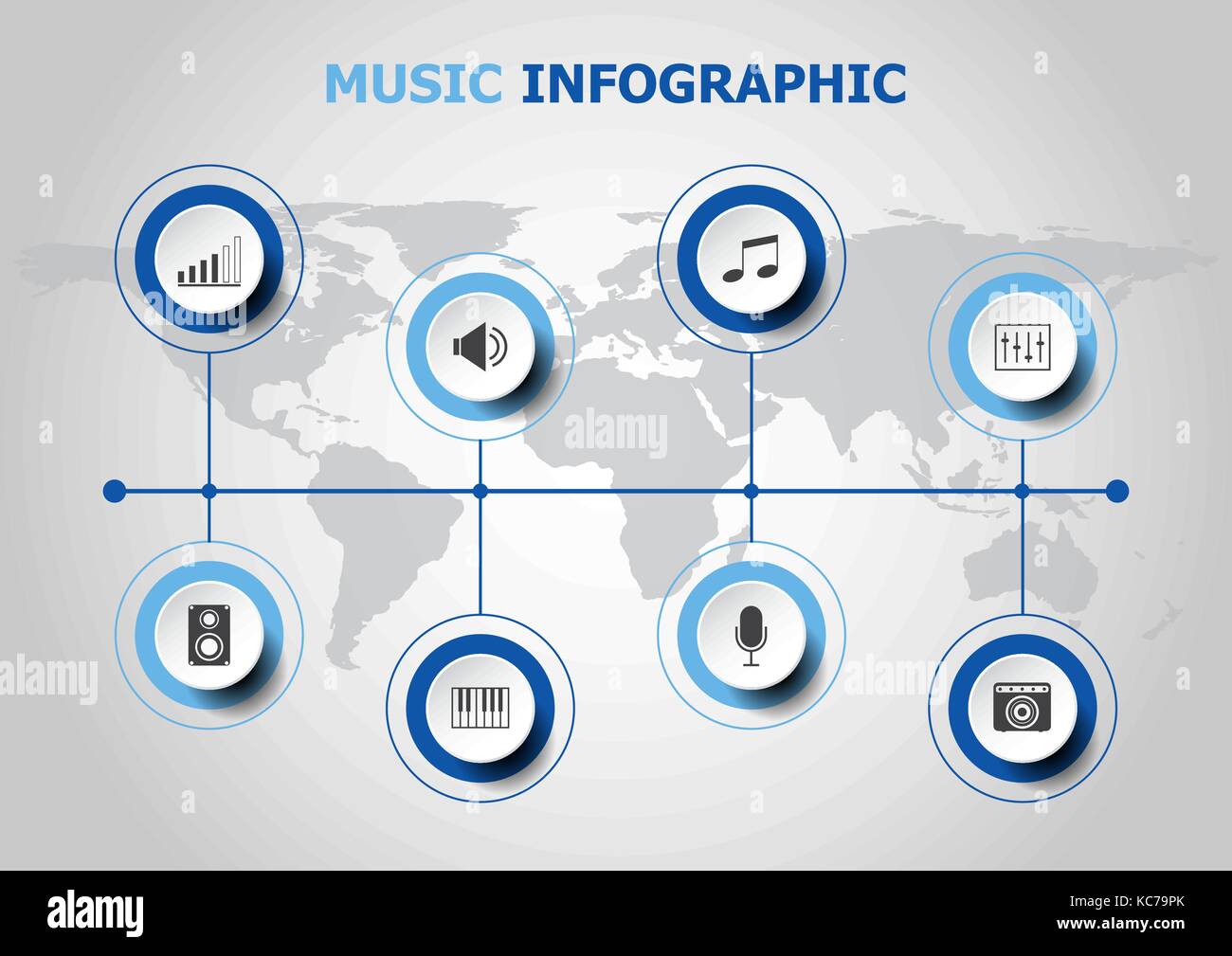 Infografik Design mit Musik Symbole, Vektor Stock Vektor