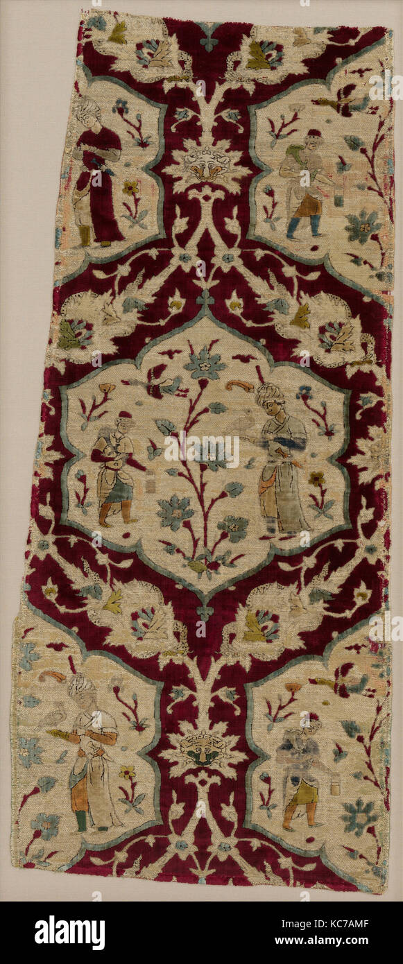 Velvet mit figürlichen Darstellungen, Mitte des 16. Jahrhunderts, in den Iran, Seide zugeschrieben, Metall verpackt Thread; Schnitt und verworfene Samt, Textil Stockfoto
