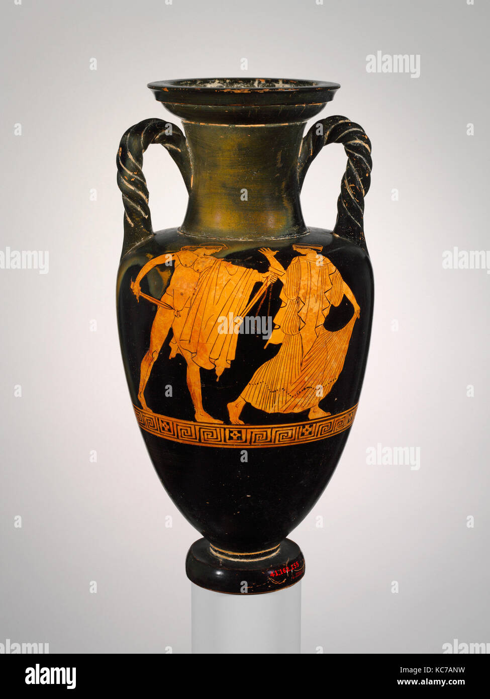 Terrakotta Neck-Amphora (jar) mit verdrillten Griffe, Ca. 470 v. Chr. Stockfoto
