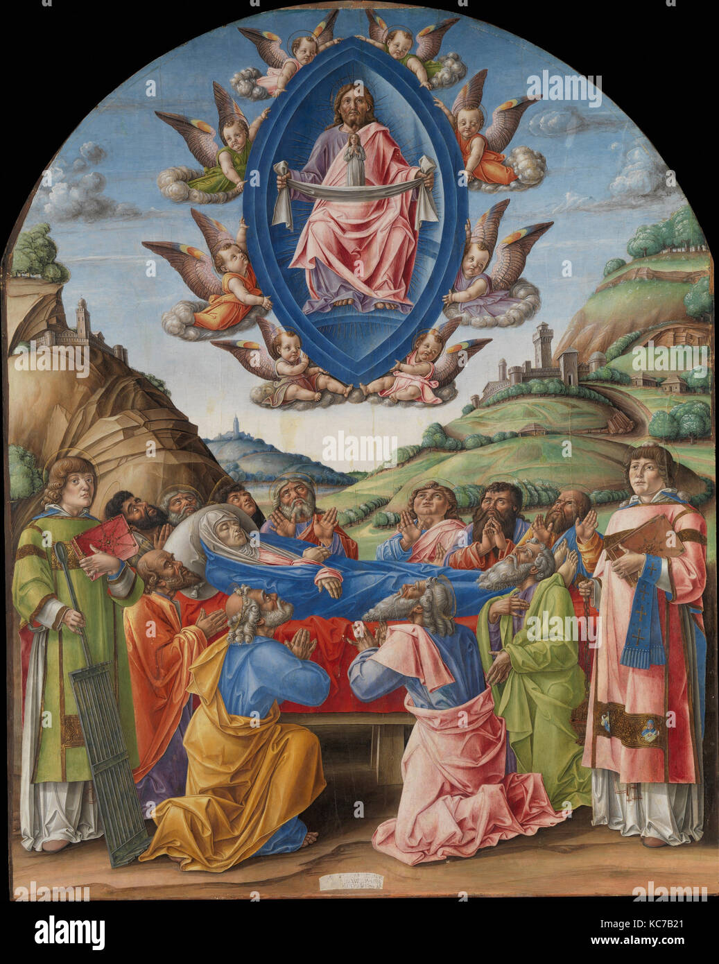Der Tod der Jungfrau, 1485, Tempera auf Holz, gewölbter Deckel, 74 3/4 x 59 in. (189,9 x 149,9 cm), Gemälde, Bartolomeo Vivarini Stockfoto