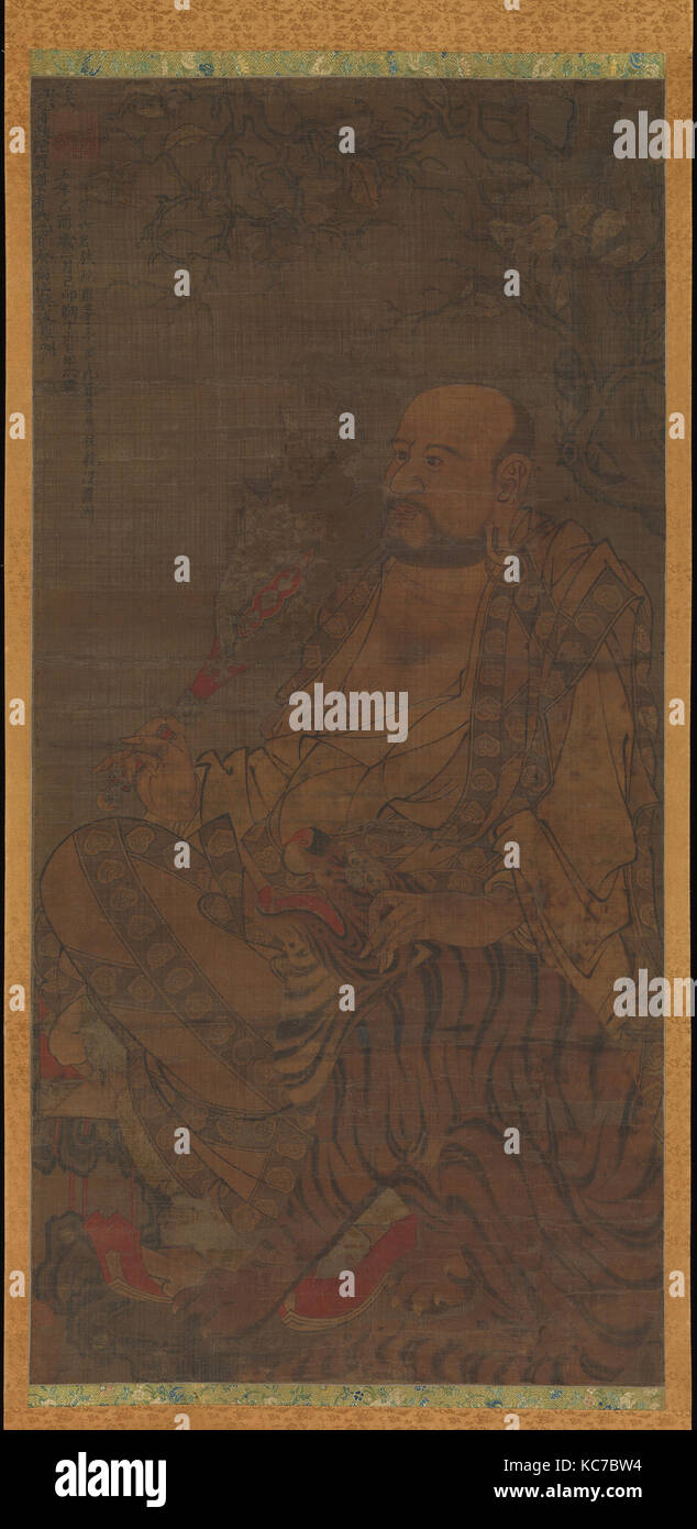 元 佚名 跋陀羅, 第六羅漢圖 軸, Bhadra, der Sechsten Luohan, unbekannter Künstler Chinesisch, 14. Jahrhundert, datiert 1345 Stockfoto