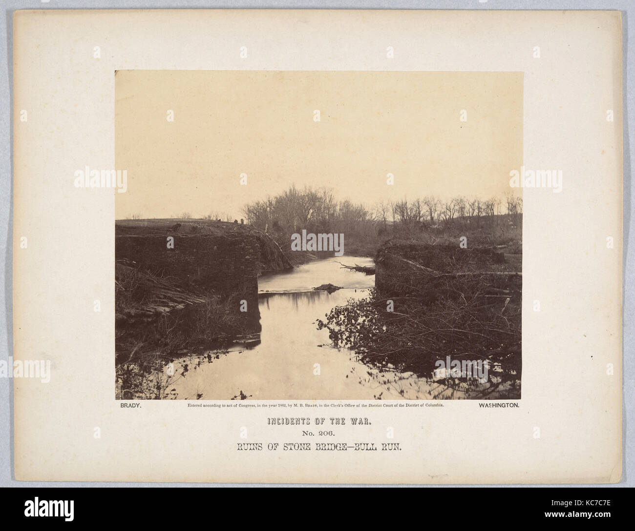 Ruinen von Stone Bridge - Bull Run, Mathew B. Brady, 1862 Stockfoto