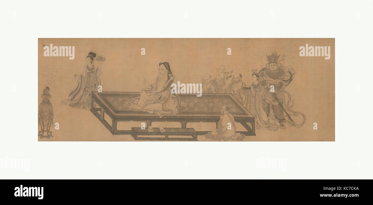 元 王振鵬 維摩不二圖 卷, vimalakirti und die Lehre von der Nicht-Dualität, Wang Zhenpeng, datiert 1308 Stockfoto