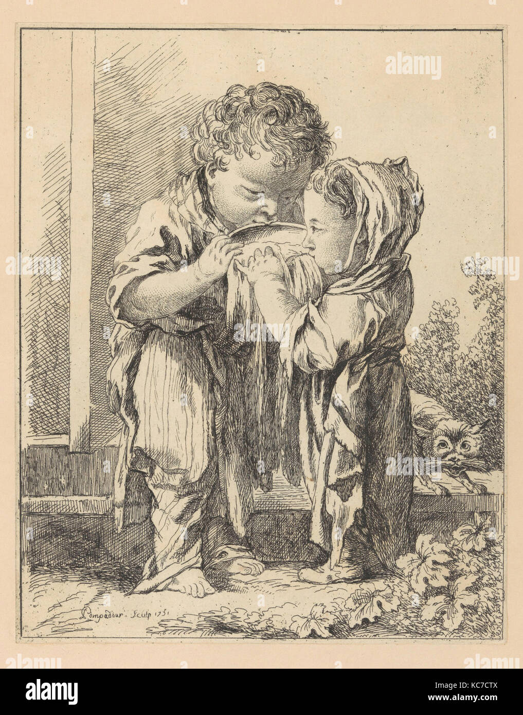 Les Petits Buveurs de Lait (Die wenig Milch Trinker), aus Suite d'Estampes gravées par Madame la Marquise de Pompadour Stockfoto