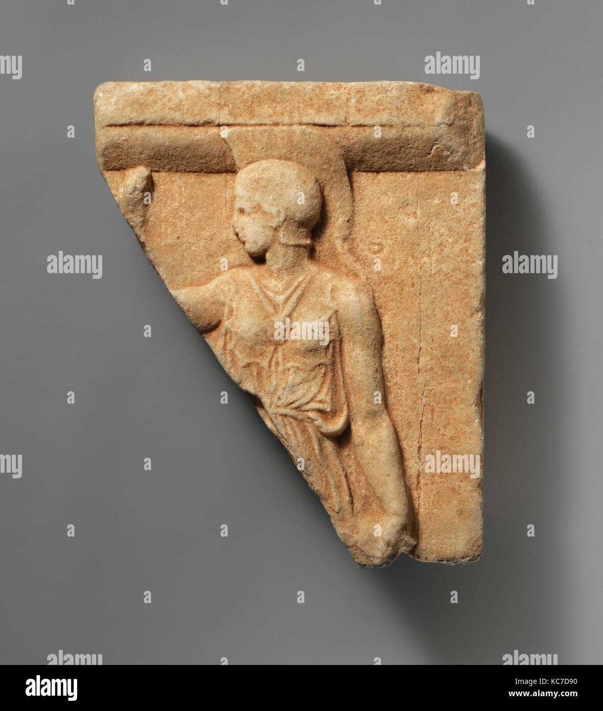 Marmor Fragment einer votive Relief mit Athena, Ca. 405 - 390 v. Chr. Stockfoto