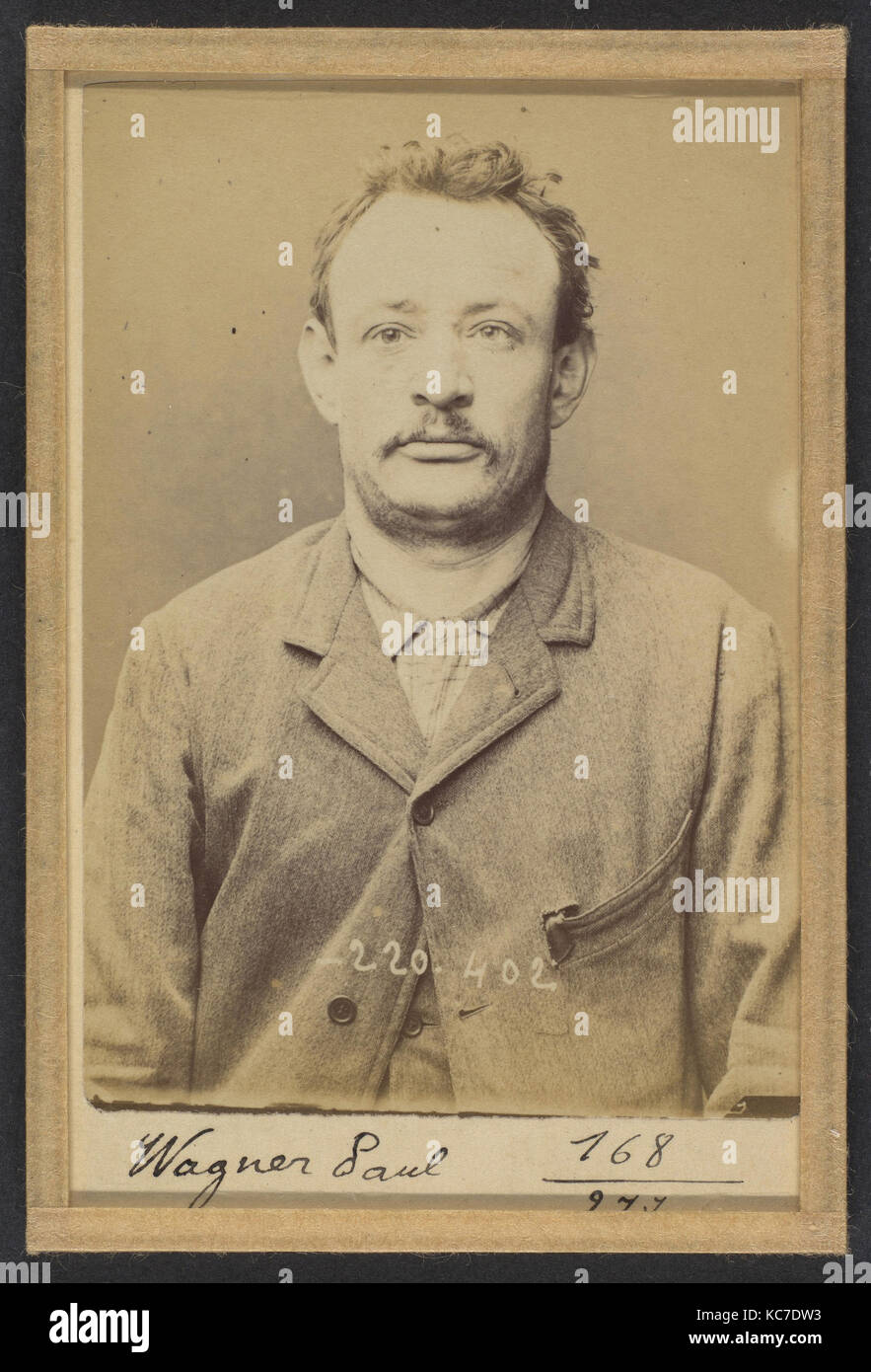 Wagner. Paul, Louis. 38 ans, né le 14/10/55. Ébéniste. Anarchiste. 2/7/94., Alphonse Bertillon, 1894 Stockfoto