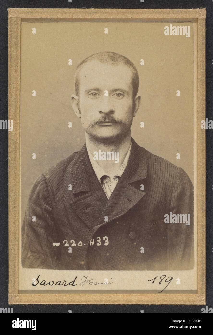 Saulnier. Alphonse, Joseph. 31 ans, né à Paris XXe. Tourneur herum sur Bois. Anarchiste. 14/3/94., Alphonse Bertillon, 1894 Stockfoto