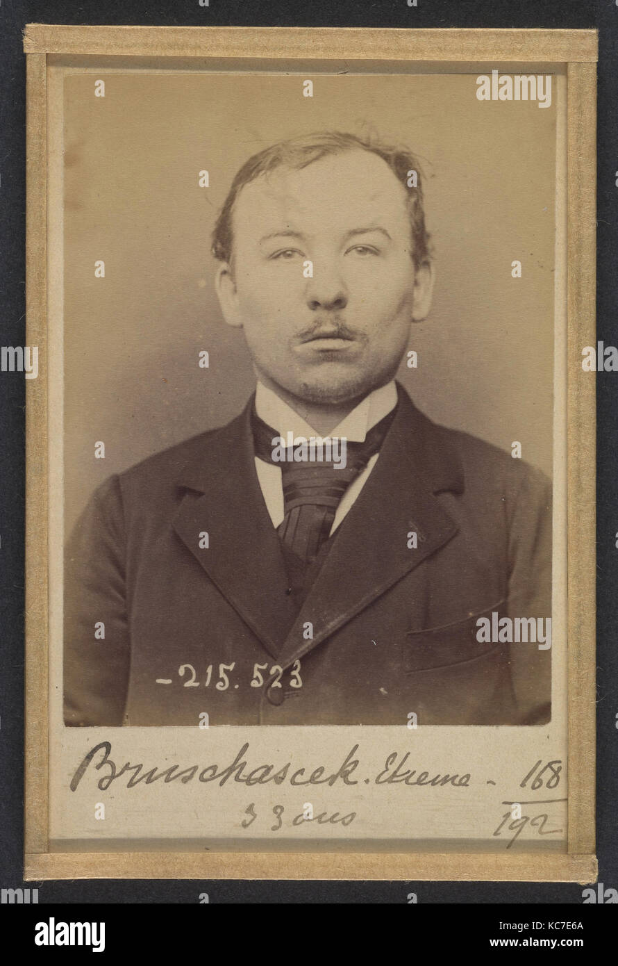 Bruchaesen. Etienne. 31 ans, né à Mag Levard (HONGRIE). Tailleur d'Gewohnheiten. Anarchiste. 11/3/94., Alphonse Bertillon, 1894 Stockfoto
