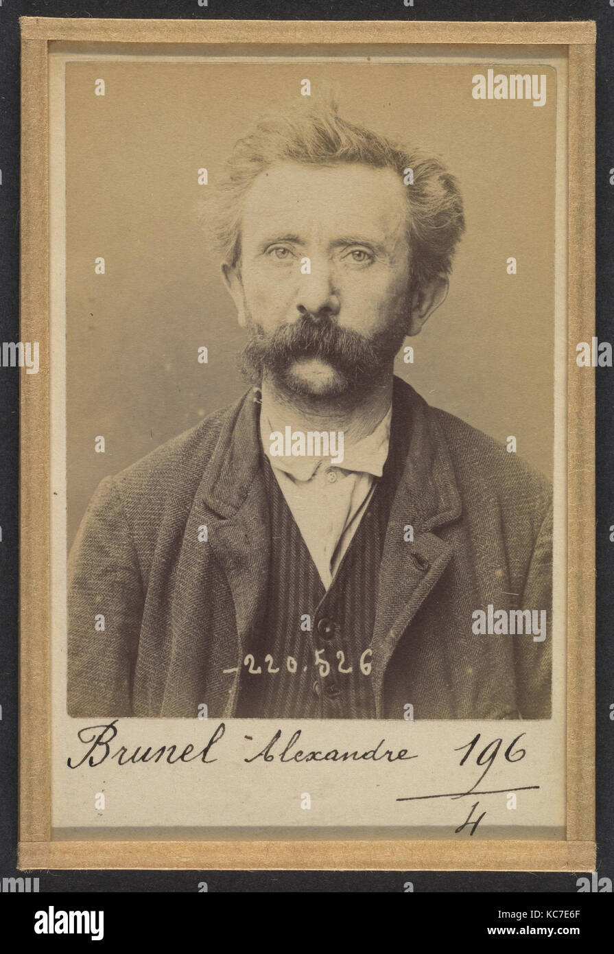 Brunel. Alexandre. 50 ans, né le 25/12/43 à Renaix (Belgique). Menuisier. Anarchiste. 3/7/94., Alphonse Bertillon, 1894 Stockfoto