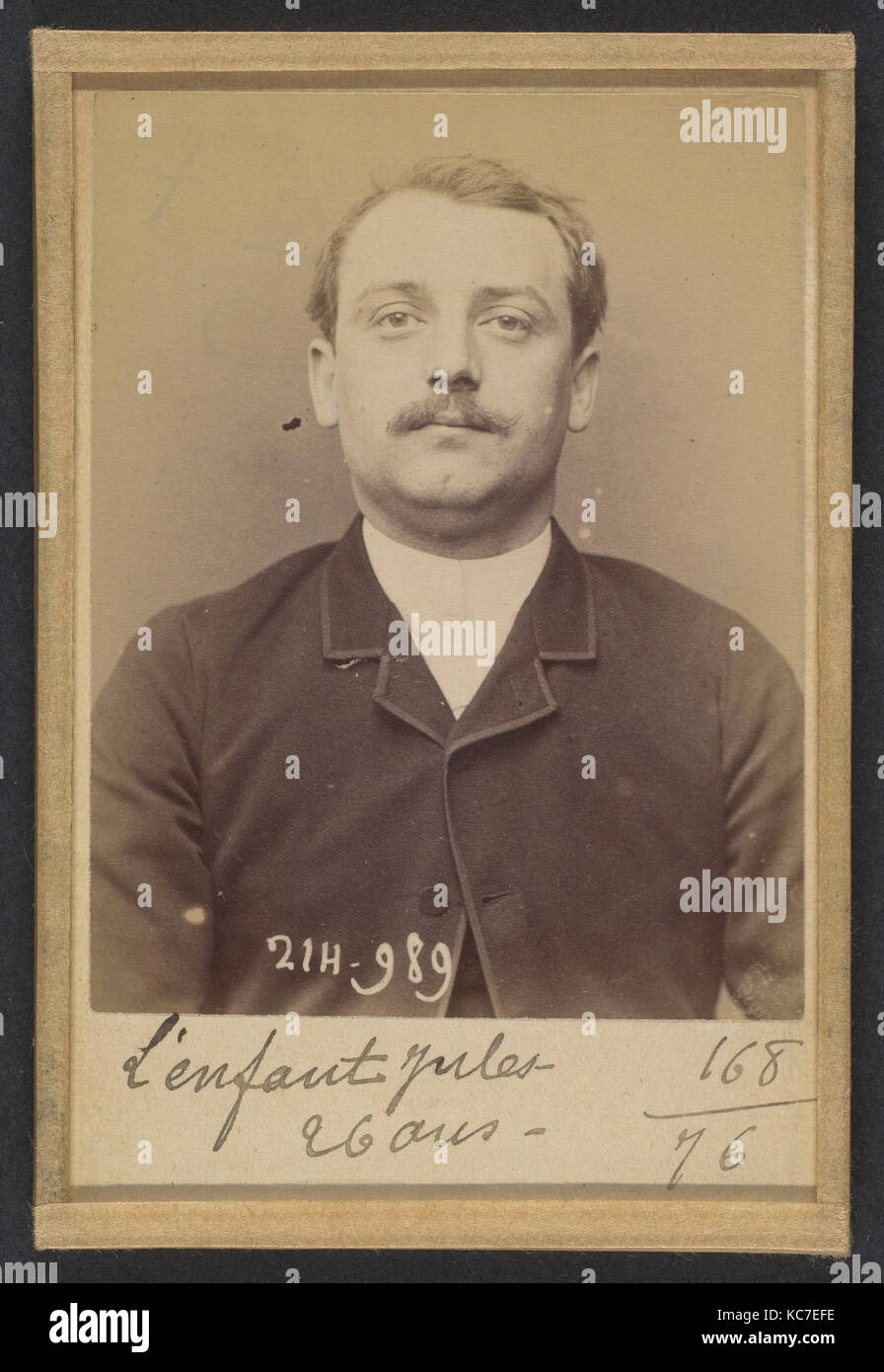 Lenfant. Émile, Jules. 26 ans, né à Choisy-le-Roi (Seine). Modeleur. Anarchiste. 2/3/94., Alphonse Bertillon, 1894 Stockfoto