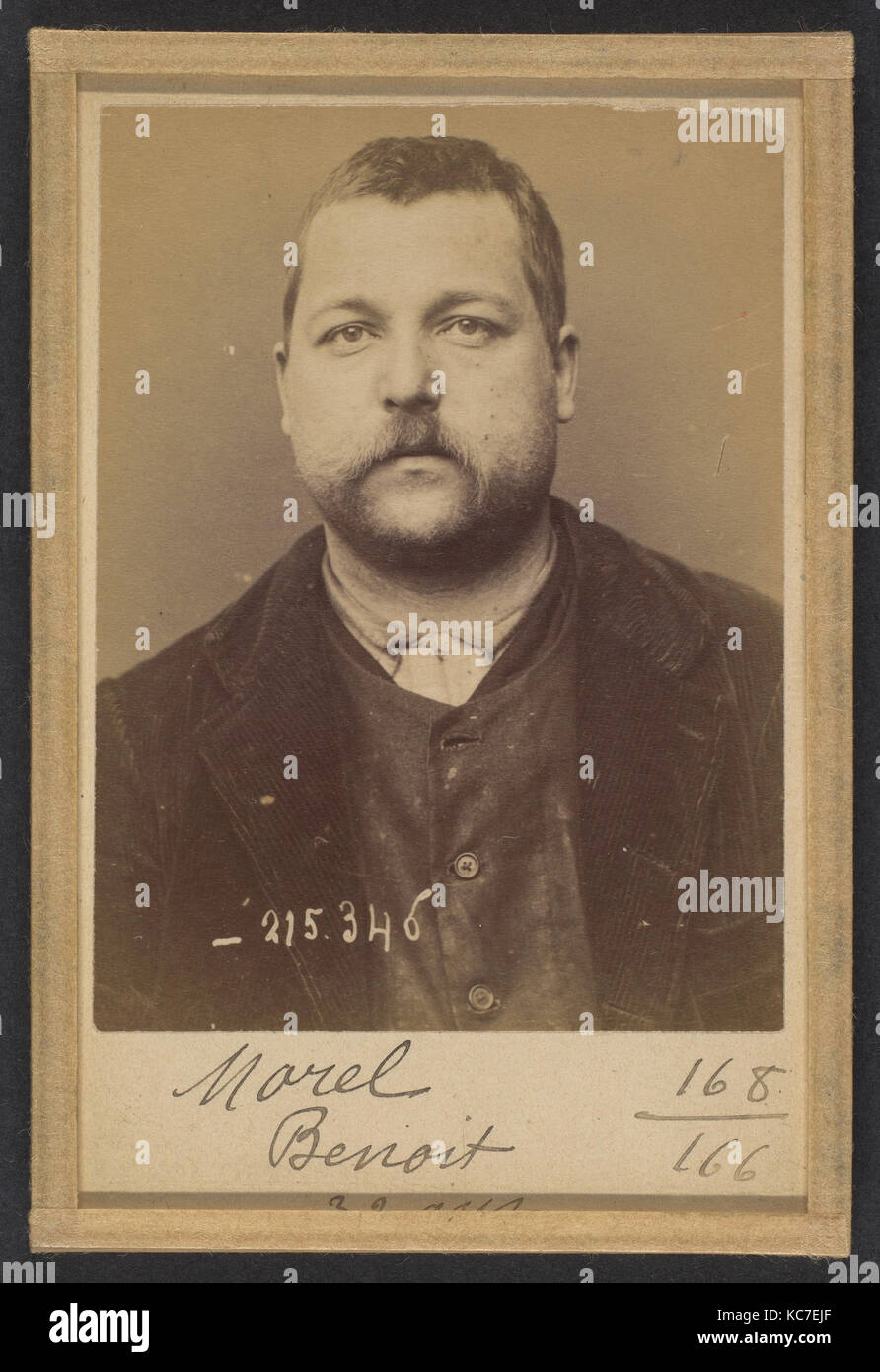 Morel. Benoit. 33 ans, né Le 6/11/61 à St Laurent d'Orringt (Rhône). Ébéniste. Anarchiste. 8/3/94., Alphonse Bertillon, 1894 Stockfoto