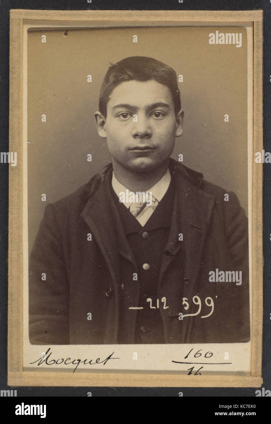 Mocquet. Georges, Gustave. 17 ans, né Le 17/5/76 à Paris IXe. Tapissier. Anarchiste. 6/1/94., Alphonse Bertillon, 1894 Stockfoto