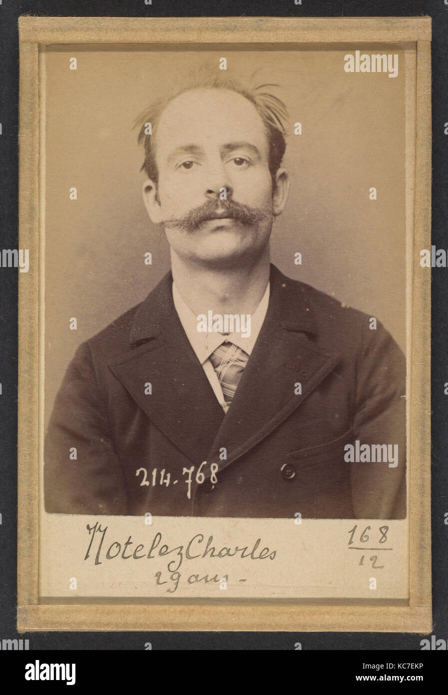 Notelez. Charles, Émile. 29 ans, né à Paris XXe. Portefeuilliste. Anarchiste. 26/2/94., Alphonse Bertillon, 1894 Stockfoto
