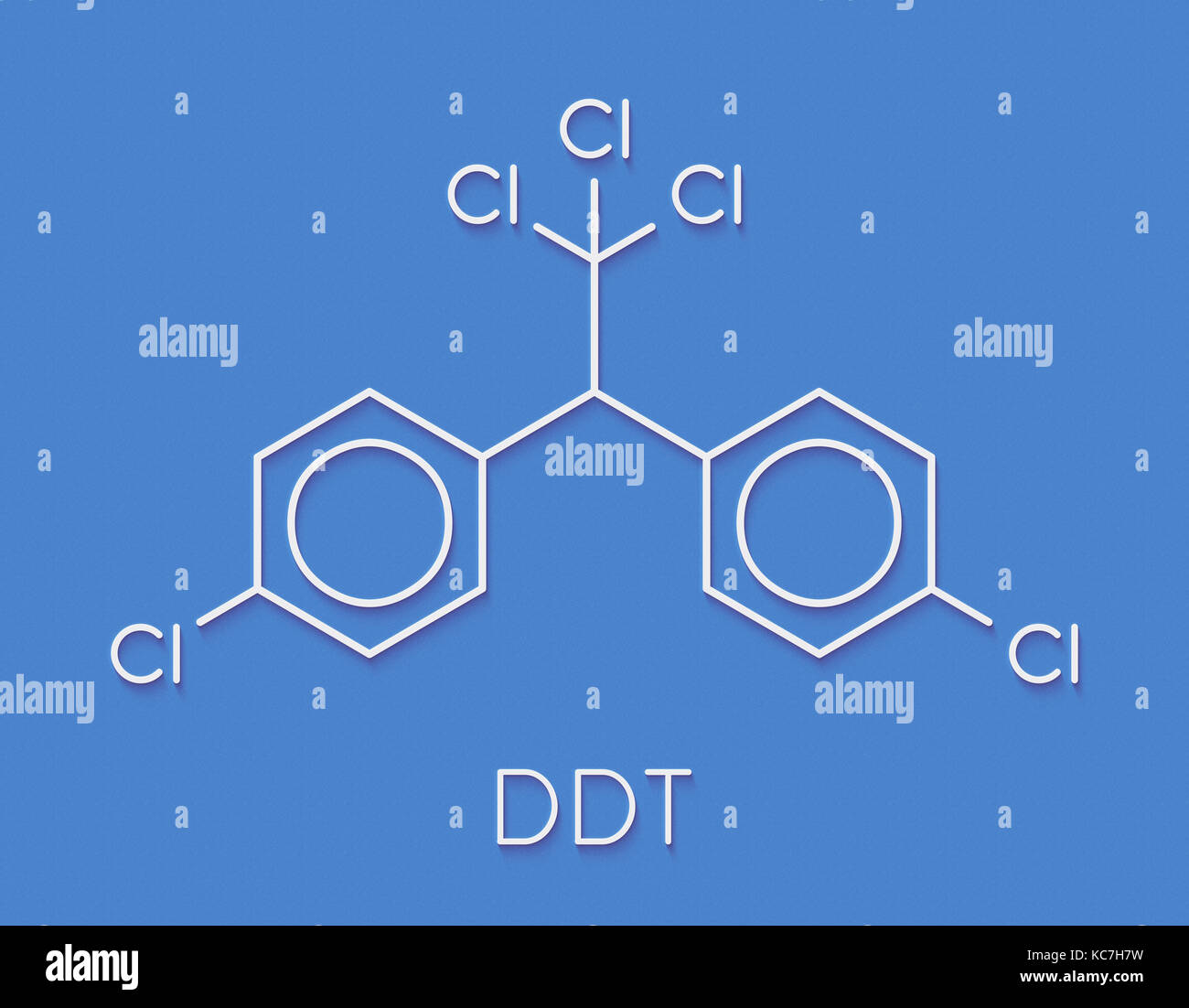 Ddt (Dichlorodiphenyltrichloroethane) Molekül. umstrittenes Pestizid, in der Landwirtschaft und für Malaria Krankheitsüberträgern verwendet. Skelettmuskulatur Formel. Stockfoto