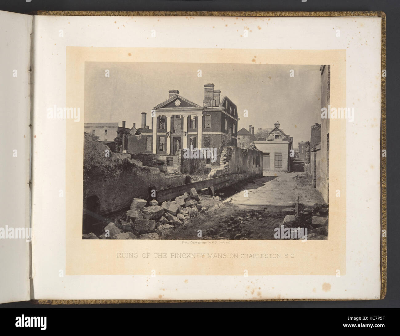 Ruinen der Pinckney Mansion, Charleston, South Carolina, George N. Barnard, 1860 s Stockfoto