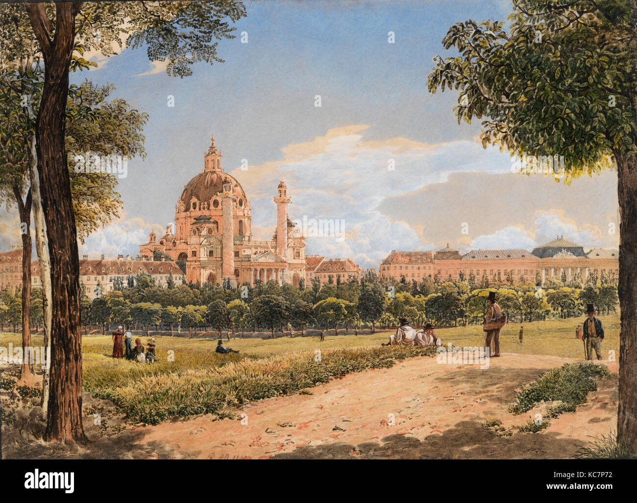 Blick auf die Karlskirche und der Polytechnischen Institut in Wien, Rudolf von Alt, 1831 Stockfoto