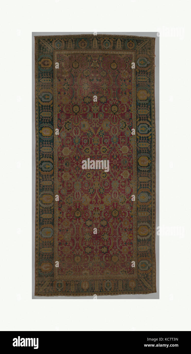 Indo-Persian Teppich mit Muster wiederholen der Rebsorten, Schriftrollen und Palmetten, die zweite Hälfte des 17. Stockfoto