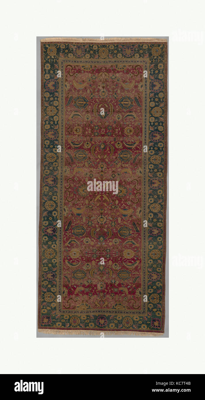 Indo-Persian Teppich mit weinstock Blättern und palmette Muster, die zweite Hälfte des 17. Stockfoto