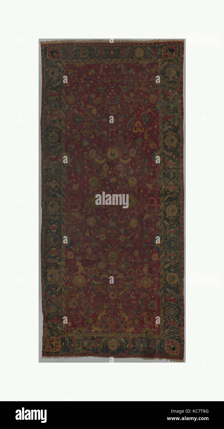 Indo-Persian Teppich mit weinstock Blättern und palmette Muster, die zweite Hälfte des 17. Stockfoto