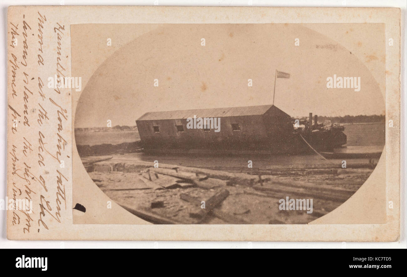 Hamilton's Schwimmende Batterie günstig am Ende von Sullivan's Island in der Nacht zuvor eröffneten sie das Feuer auf Fort Sumter Stockfoto