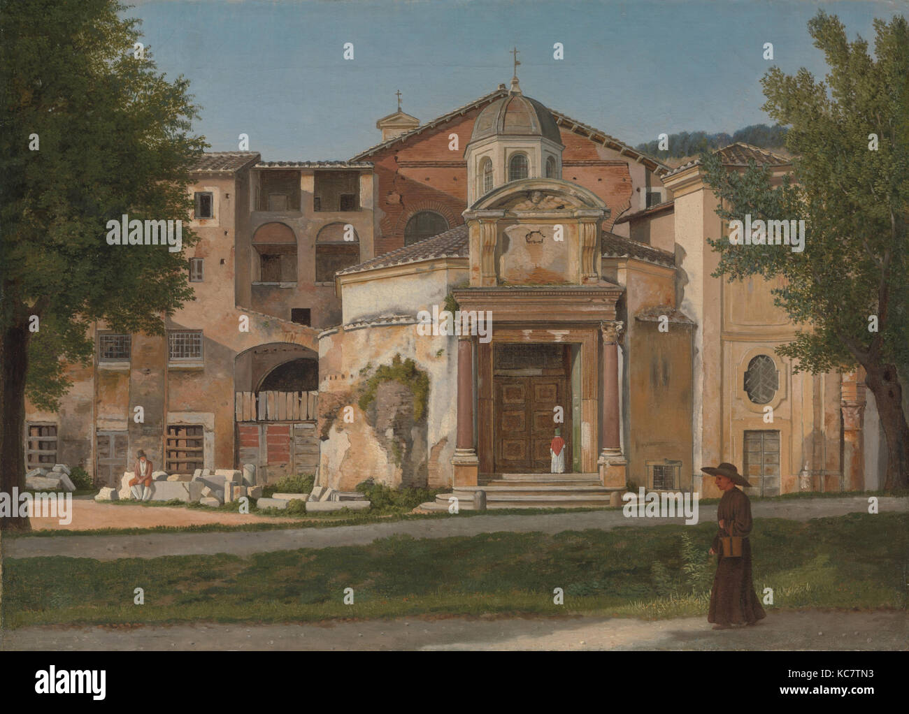 Ein Abschnitt der Via Sacra, Rom (die Kirche der Heiligen Cosmas und Damian), Christoffer Wilhelm Eckersberg, Ca. 1814 - 15. Stockfoto