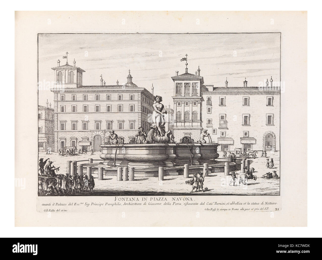 Fontana in der Piazza Navona Fontana del Moro. Von 'La Fontane di Roma nelle Piazze e Luoghi Publici Stockfoto