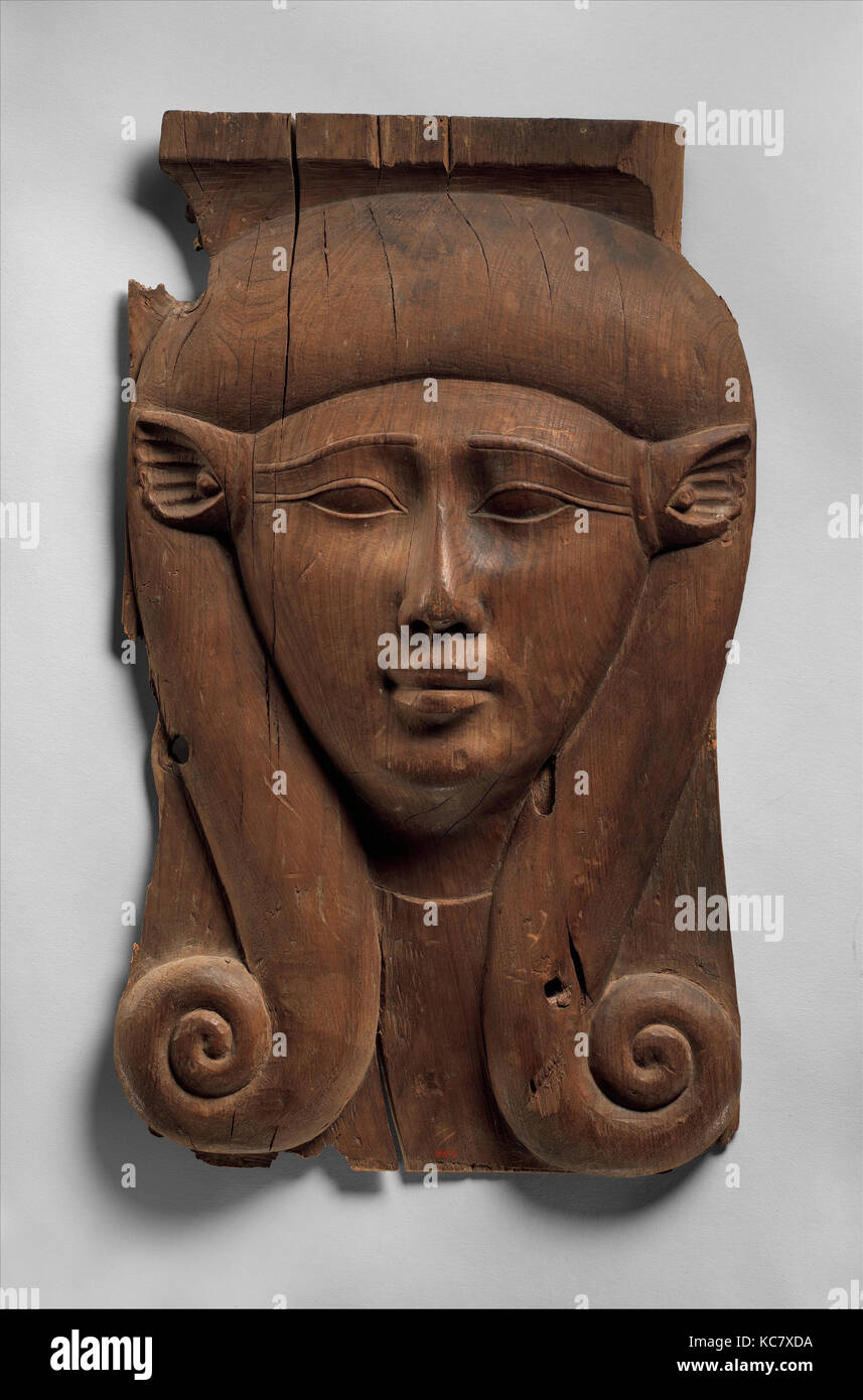 Panel von Hathor Spalte, späten Periode - Ptolemäerzeit, Dynastie 30 - frühe Ptolemäische Periode, 380-200 v. Chr., aus Ägypten, Zeder, H.4 Stockfoto